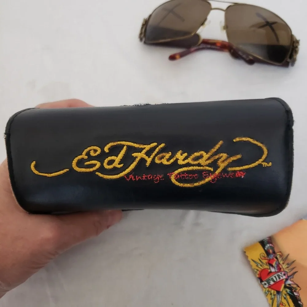Y2K Ed Hardy EHS017 King of Beasts Sunglasses w/ Case 63-13 120‎ FRAMES ONLY